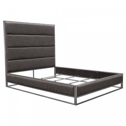 Diamond Sofa EMPIREEKBEDGR Empire King Bed Weathered Grey Leatherette Brushed Silver