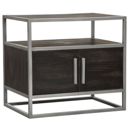 Diamond Sofa EMPIREETSL Empire End Table Weathered Brown Veneer Brushed Silver Metal