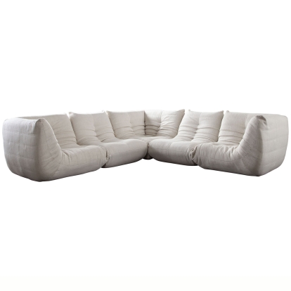 Diamond Sofa EZRA3SC2ACCM Ezra 5 Piece Corner Sectional Sofa Cream Fabric