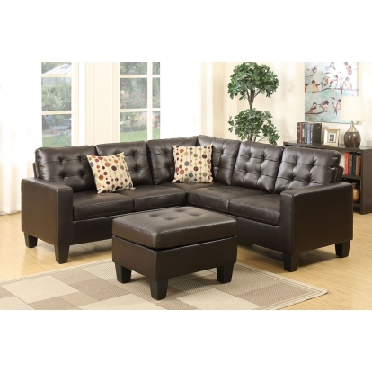 Poundex 4 -Piece Upholstered Modular Sectional With Ottoman Model F6934
