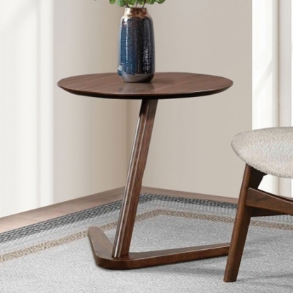 Furniture of America Vardo Mid-Century Modern Engineered with Wood Solid with Wood Veneer Walnut Side Table Model FM-AC203WN