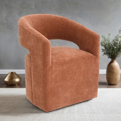 Furniture Of America Tresa Contemporary Engineered Wood, Fabric, Foam, Solid Wood Rustic Orange Arm Chair With Casters | FM-AC3002OR