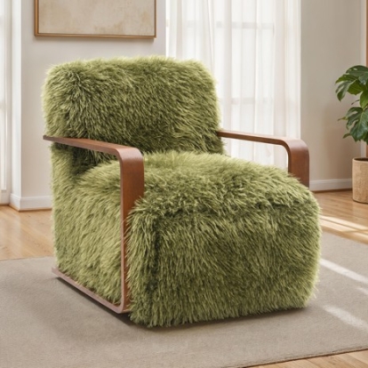 Furniture Of America Elardo Contemporary Engineered Wood, Fabric Green Accent Chair | FM-AC6006GR