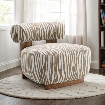 Furniture Of America Niobe Contemporary Chenille, Engineered Wood, Foam, Spring Beige Accent Chair | FM-AC6007BG