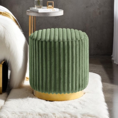 Furniture Of America Yolanda Contemporary Engineered Wood, Fabric, Stainless Steel Green Stool | FM-AC8001GR