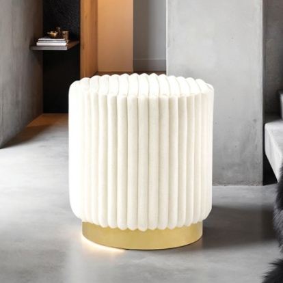 Furniture Of America Yolanda Contemporary Engineered Wood, Fabric, Stainless Steel Beige Stool | FM-AC8001WH
