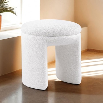 Furniture Of America Janetta Contemporary Teddy-Like Fabric, Solid Wood Beige Stool | FM-AC8004WH