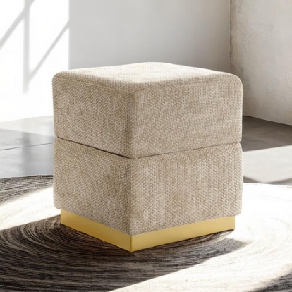 Furniture Of America Krysten Contemporary Chenille Fabric, Engineered Wood, Stainless Steel Silver Gray Storage Stool | FM-AC8005GY