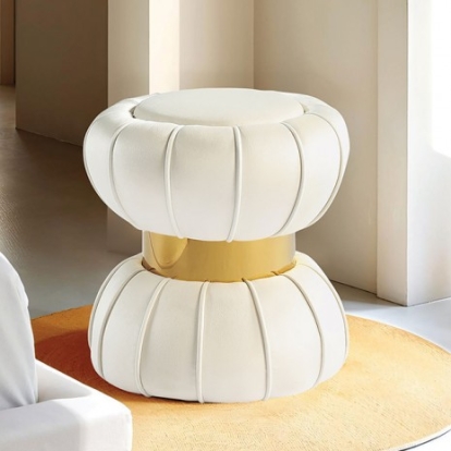 Furniture Of America Dorothea Contemporary Engineered Wood, Stainless Steel, Velvet White Stool | FM-AC8008WH