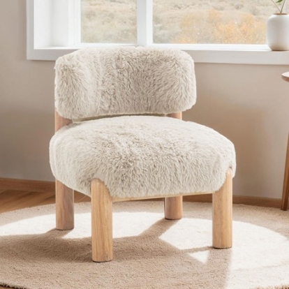 Furniture Of America Alcoba Contemporary Fabric, Foam, Wood Taupe Accent Chair | FM-AC8019TP