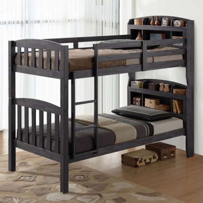 Furniture of America Stutsman Transitional Engineered with Wood Solid Hardwood Stain Gray Twin-Twin Bunk Bed Model FM-BK106GY-T-BED