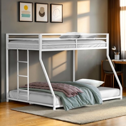 Furniture Of America Rothwell Contemporary Metal, Others Matte White Twin/Full Metal Bunk Bed | FM-BK1200WH-TF