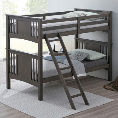 Furniture Of America Spring Creek Transitional Engineered Wood, Solid Hardwood Stain Gray Twin/Twin Bunk Bed | FM-BK602TT-GY-BED
