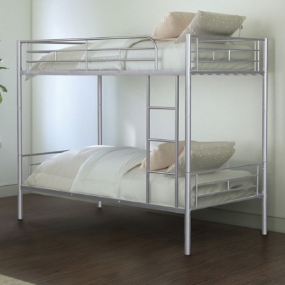 Furniture of America Plutus Contemporary Metal Silver Twin-Twin Metal Bunkbed Model FM-BK900SV-TT