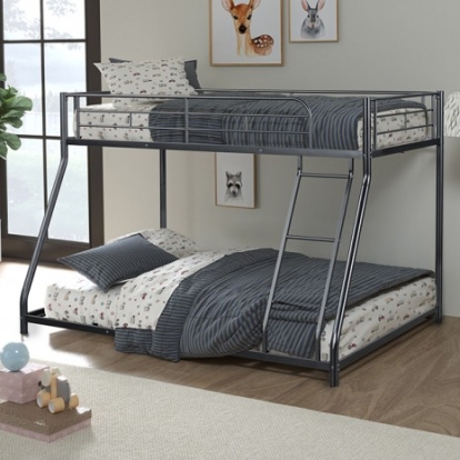 Furniture of America Panos Contemporary Metal Black Twin-Full Metal Bunkbed Model FM-BK901BK-TF