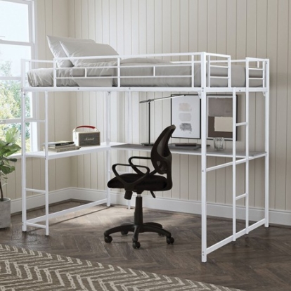 Furniture of America Cybill Contemporary Metal White Full Loft Bed Model FM-BK905WH-F-BED