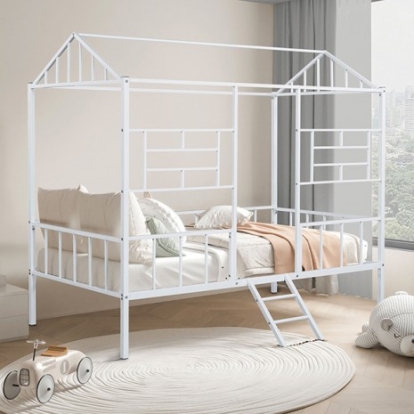 Furniture of America Rhonda Contemporary Metal White Twin Loft Bed Model FM-BK908WH-T