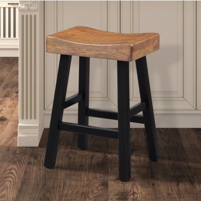 Furniture Of America Biasca Transitional Solid Wood Oak/Black 24" Stool (2/Ctn) | FM-BR3001BR-24-2PK