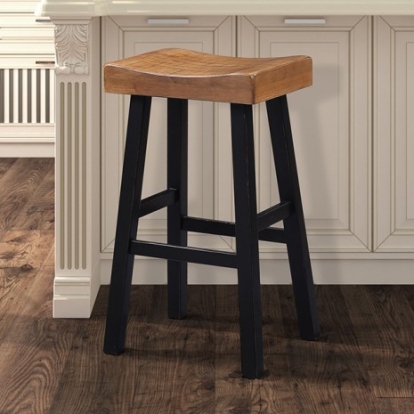 Furniture of America Biasca Transitional Solid with Wood Oak-Black 29" Stool (2-Ctn) Model FM-BR3001BR-29-2PK
