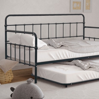 Furniture Of America Thera Contemporary Metal Black Daybed W/ Trundle | FM1000BK