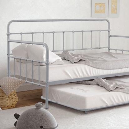 Furniture of America Thera Contemporary Metal Silver Daybed with Trundle Model FM1000SV