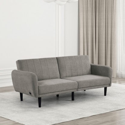 Furniture of America Aristide Contemporary Engineered with Wood Fabric Foam Metal Gray Futon Sofa Model FM2900GY