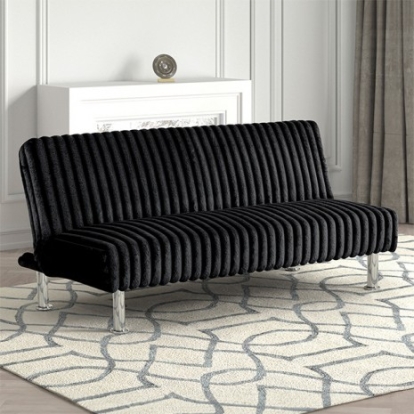 Furniture Of America Hinwil Contemporary Engineered Wood, Fabric, Foam, Metal Black Futon Sofa Bed | FM2903BK