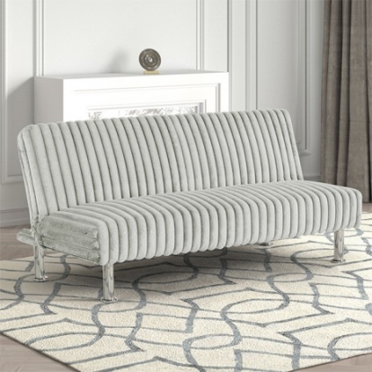 Furniture of America Hinwil Contemporary Engineered with Wood Fabric Foam Metal Light Gray Futon Sofa Bed Model FM2903LG