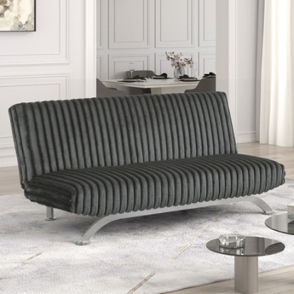 Furniture of America Villeneuve Contemporary Engineered with Wood Fabric Metal Charcoal Futon Sofa Bed Model FM2906DG