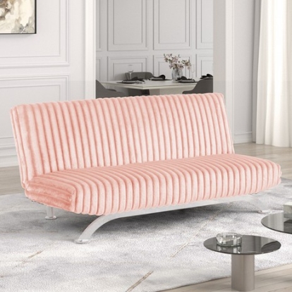 Furniture of America Villeneuve Contemporary Engineered with Wood Fabric Metal Pink Futon Sofa Bed Model FM2906PK