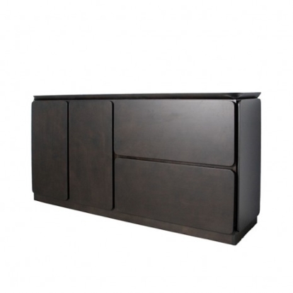 Furniture of America Sargans Mid-Century Modern Fabric Full Solid Rubberwood Black Sideboard Model FM30000BK-SV