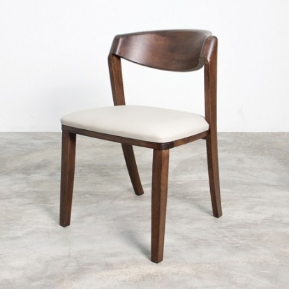 Furniture of America Hadsten Mid-Century Modern Fabric Full Solid Rubberwood Rich Walnut Side Chair (2-Ctn) Model FM30004WN-SC-2PK