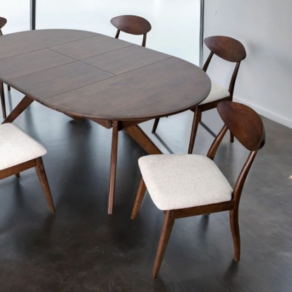 Furniture of America Hammel Mid-Century Modern Full Solid Rubberwood Rich Walnut Dining Table Model FM30005WN-OT