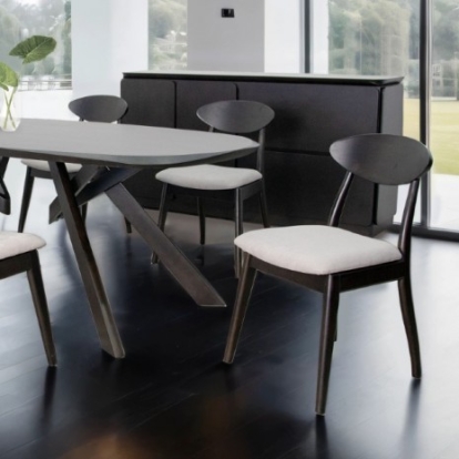 Furniture of America Sargans Mid-Century Modern Full Solid Rubberwood Black Wenge Dining Table Model FM30006BK-OT