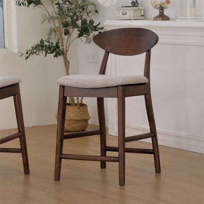 Furniture Of America Sargans Mid-Century Modern Full Solid Rubberwood Rich Walnut Counter Ht Chair (2/Ctn) | FM30006WN-PC-2PK