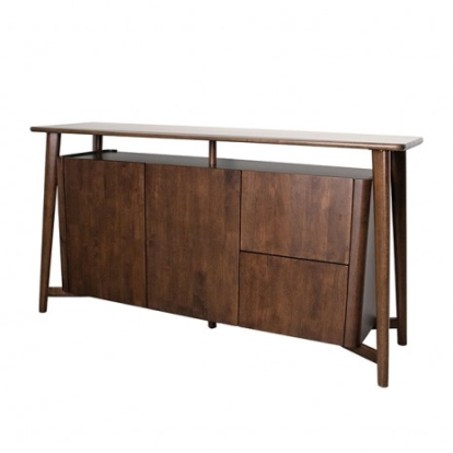 Furniture of America Sargans Mid-Century Modern Full Solid Rubberwood Rich Walnut 2-Door Sideboard Model FM30006WN-SV-PK
