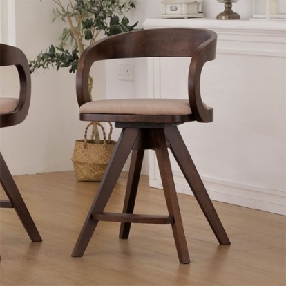 Furniture Of America Biasca Mid-Century Modern Full Solid Rubberwood Rich Walnut Counter Ht Chair (2/Ctn) | FM30009WN-PC-2PK