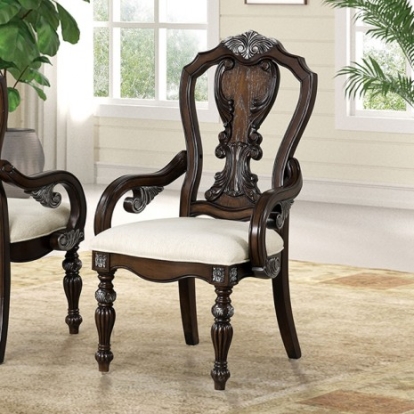 Furniture Of America Promenade Traditional Engineered Wood, Oak Veneer, Solid Rubberwood, Solid Wood Dark Brown Arm Chair (2/Ctn) | FM31002DB-AC-2PK