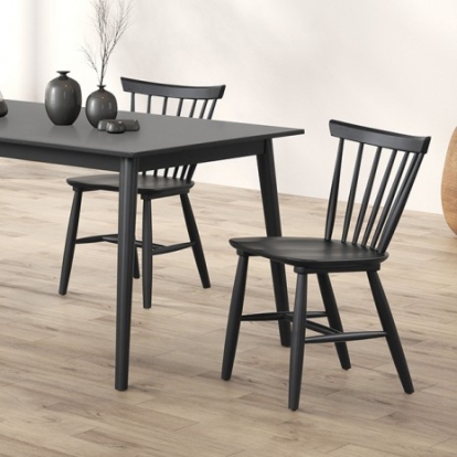 Furniture of America Beale Mid-Century Modern Engineered with Wood Oak Veneer Rubberwood Black Dining Table Model FM3100BK-T