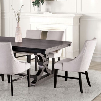 Furniture of America Gosport Transitional Fabric with Wood Veneer Black Dining Table Model FM3200BK-T