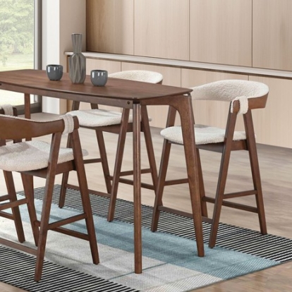 Furniture of America Ebikon Mid-Century Modern Boucle Engineered with Wood Solid with Wood Veneer Walnut Counter Ht. Table Model FM3211WN-PT