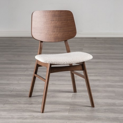 Furniture of America Narvik Mid-Century Modern Engineered with Wood Fabric Solid with Wood Veneer Walnut-Beige Side Chair (2-Ctn) Model FM3212WN-SC-2PK