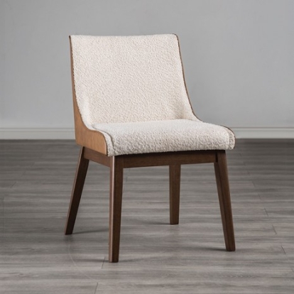 Furniture of America Viken Mid-Century Modern Engineered with Wood Fabric Solid with Wood Veneer Walnut-Beige Side Chair (2-Ctn) Model FM3213WN-SC-2PK