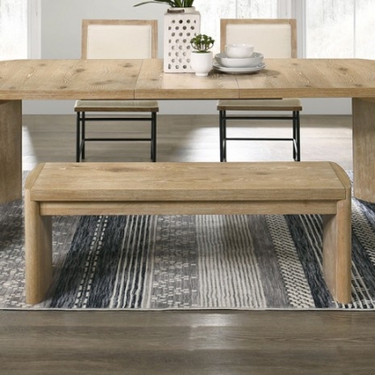 Furniture of America Edenbridge Contemporary Engineered with Wood Fabric Metal Oak Veneer Solid Rubberwood Oak Bench Model FM3220AK-BN