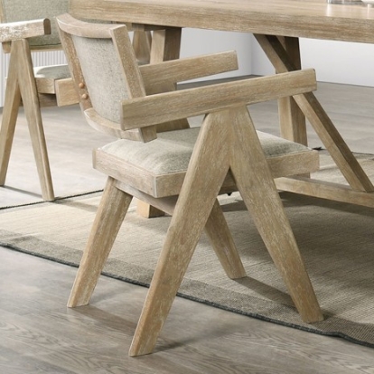 Furniture Of America Guisborough Contemporary Engineered Wood, Fabric, Foam, Oak Veneer, Rubberwood Oak Arm Chair | FM3221AK-AC-2PK