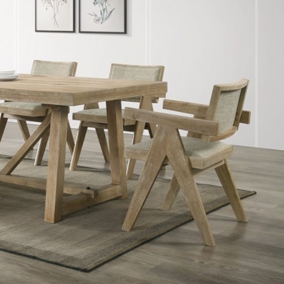 Furniture of America Guisborough Contemporary Engineered with Wood Fabric Foam Oak Veneer Rubberwood Oak Dining Table Model FM3221AK-T