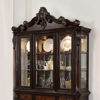 Furniture of America Manzanita Traditional Solid with Wood Veneer Dark Cherry Hutch & Buffet Model FM3261CH-HB-SET