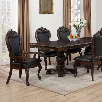 Furniture of America Manzanita Traditional Leatherette Polyresin Solid with Wood Veneer Dark Cherry Dining Table Model FM3261CH-T-TABLE