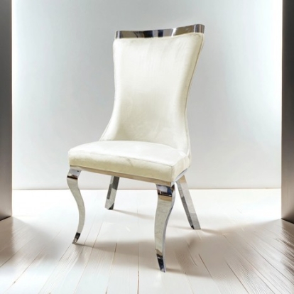 Furniture of America Basilicata Glam Fabric Foam Stainless Steel White Chair Silver-White (2-Ctn) Model FM33012WH-SC-2PK