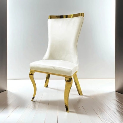 Furniture Of America Basilicata Glam Fabric, Foam, Stainless Steel White Gold Chair (2/Ctn) | FM33013WH-SC-2PK